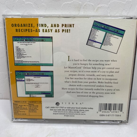 Vintage Sierra MasterCook Deluxe CD-ROM Multimedia Cookbook 1000+ Gourmet Recipe - Picture 4 of 5
